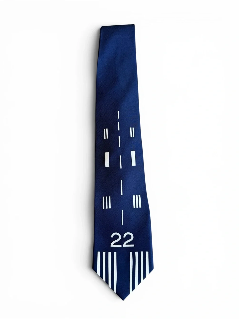 Vintage Aviation Runway Navy Blue Graphic Silk Tie